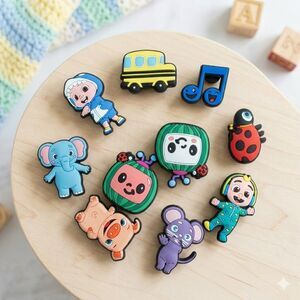12pc CoComelon Croc Charms Set - JJ & Friends Shoe Charms for Clogs